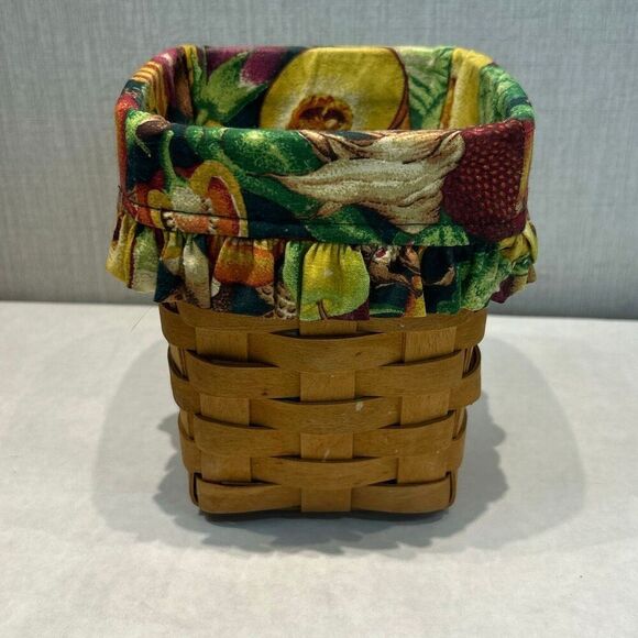 Longaberger Handwoven Basket 1996 Vegetable Cloth Liner Fall Tissue Spoon Rectan - Picture 3 of 9